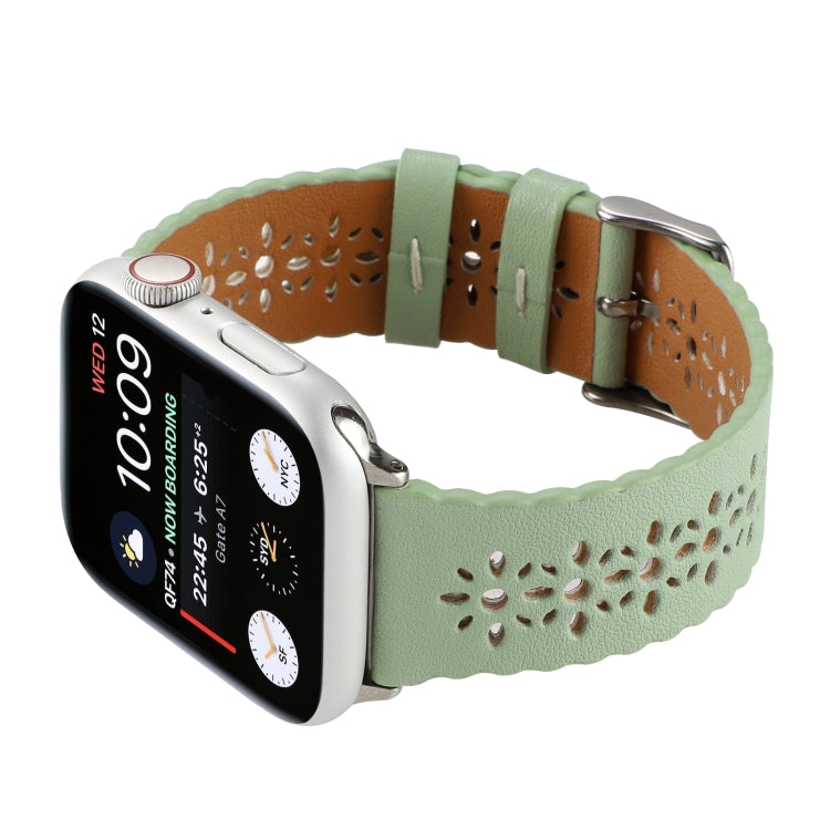Frerndorf | Hollow Echtes Leder Uhrenarmband Für Apple Watch Series 9&8&7 41mm / SE 3&SE 2&6&SE&5&4 40mm / 3&2&1 38mm(Grün)