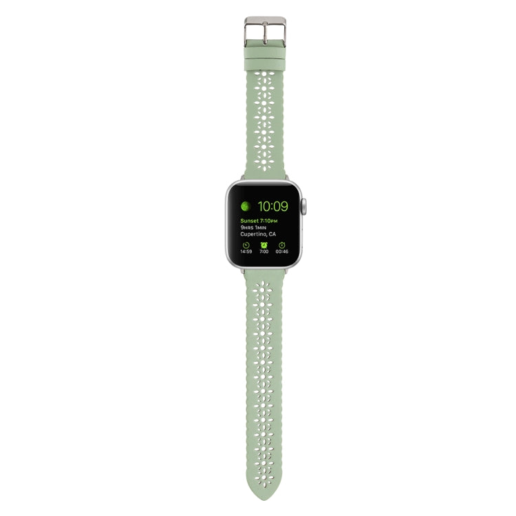 Frerndorf | Hollow Echtes Leder Uhrenarmband Für Apple Watch Series 9&8&7 41mm / SE 3&SE 2&6&SE&5&4 40mm / 3&2&1 38mm(Grün)
