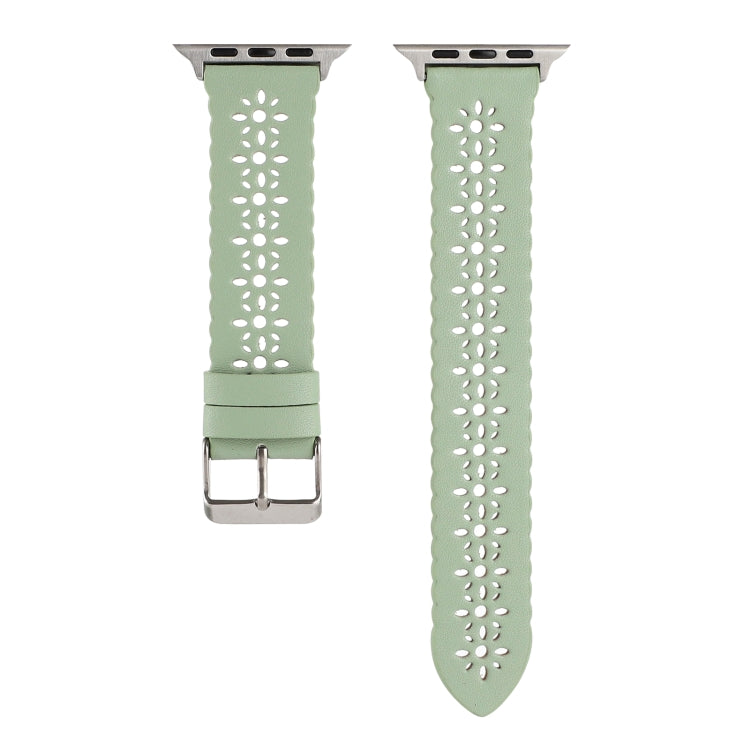 Frerndorf | Hollow Echtes Leder Uhrenarmband Für Apple Watch Series 9&8&7 41mm / SE 3&SE 2&6&SE&5&4 40mm / 3&2&1 38mm(Grün)