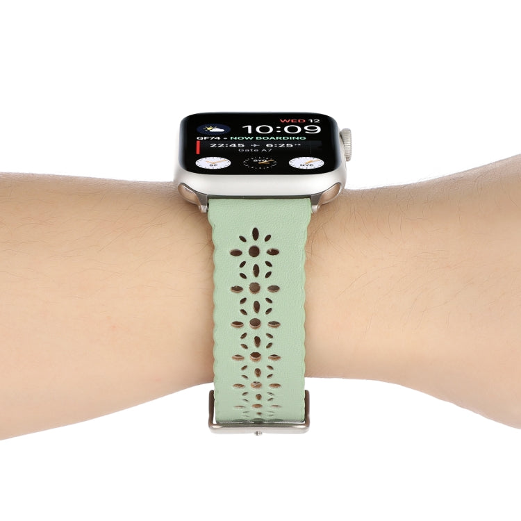 Frerndorf | Hollow Echtes Leder Uhrenarmband Für Apple Watch Series 9&8&7 41mm / SE 3&SE 2&6&SE&5&4 40mm / 3&2&1 38mm(Grün)