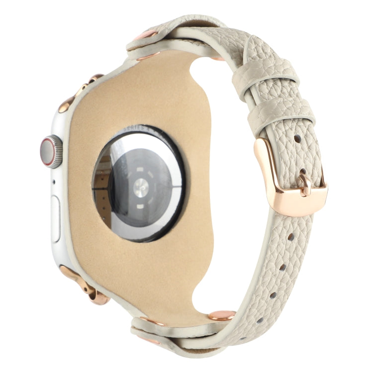 Frendorf | Armband Echtleder Uhrband für Apple Watch Series 9&8&7 41mm / SE 3&SE 2&6&SE&5&4 40mm / 3&2&1 38mm (Beige)