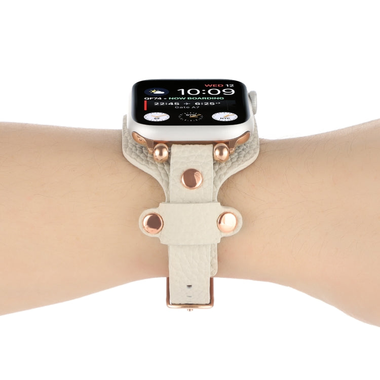 Frendorf | Armband Echtleder Uhrband für Apple Watch Series 9&8&7 41mm / SE 3&SE 2&6&SE&5&4 40mm / 3&2&1 38mm (Beige)