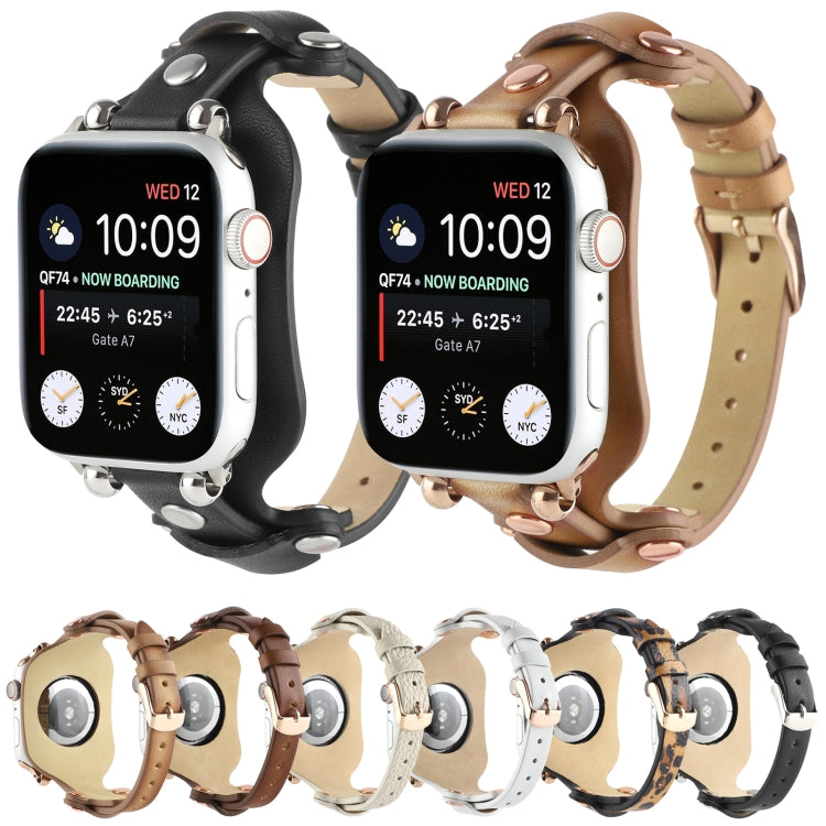 Frendorf | Armband Echtleder Uhrband für Apple Watch Series 9&8&7 41mm / SE 3&SE 2&6&SE&5&4 40mm / 3&2&1 38mm (Beige)