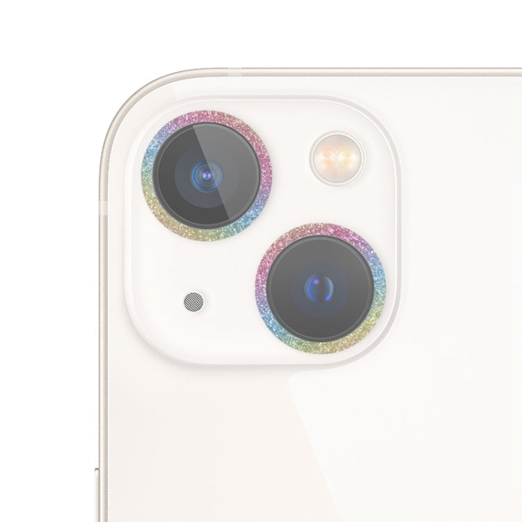 Frendorf | Für iPhone 13 Glitzer Ring Gehärtetes Glas Kameralinse Film (Farbenfroh)
