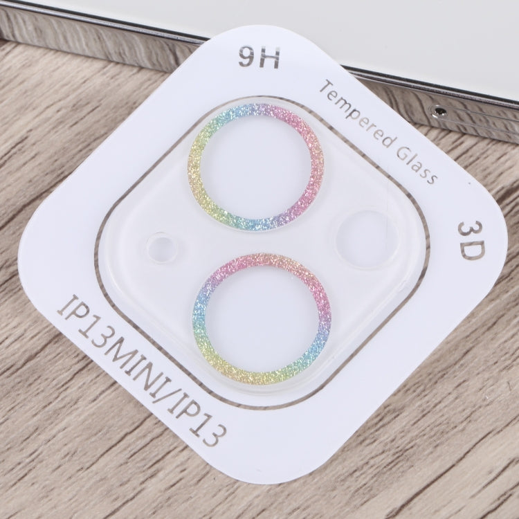 Frendorf | Für iPhone 13 Glitzer Ring Gehärtetes Glas Kameralinse Film (Farbenfroh)