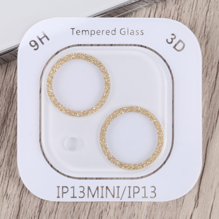 Frendorf | Für iPhone 13 Glitter Ring Gehärtetes Glas Kamera Linse Film (Gold)