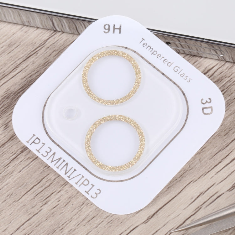 Frendorf | Für iPhone 13 Glitter Ring Gehärtetes Glas Kamera Linse Film (Gold)