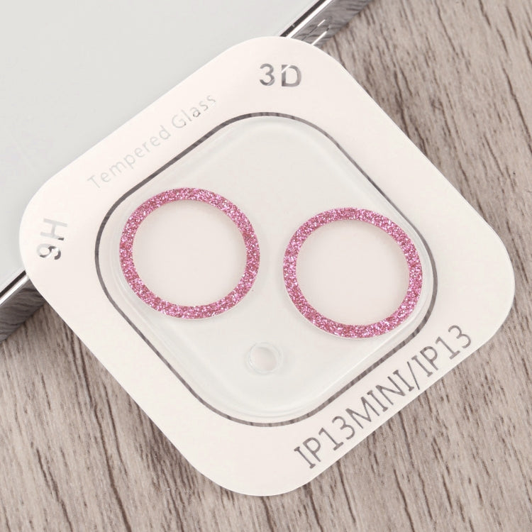 Frendorf | Für iPhone 13 Glitzer Ring Gehärtetes Glas Kameraobjektiv Folie (Rosa)
