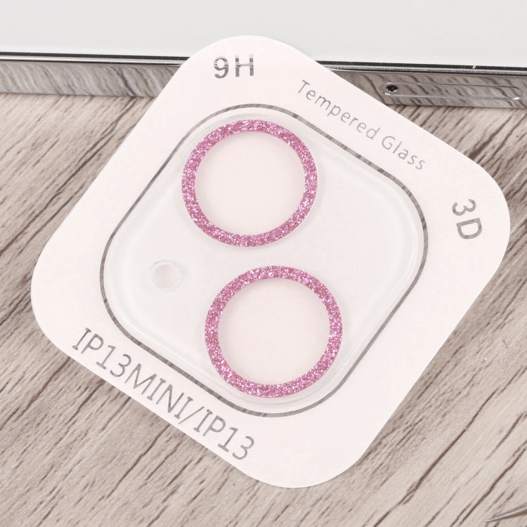 Frendorf | Für iPhone 13 Glitzer Ring Gehärtetes Glas Kameraobjektiv Folie (Rosa)