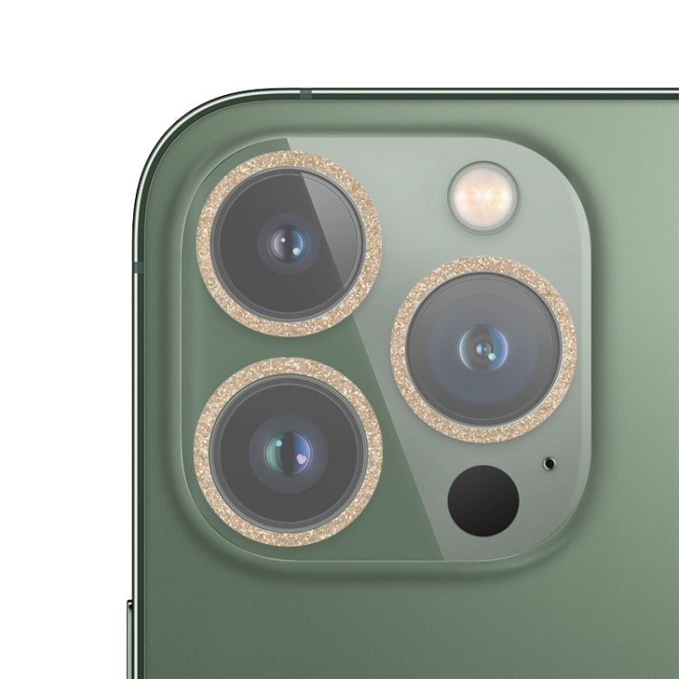 Frendorf | Für iPhone 13 Pro / 13 Pro Max Glitter Ring Gehärtetes Glas Kameraobjektiv Film (Gold)