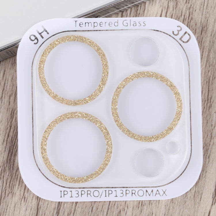 Frendorf | Für iPhone 13 Pro / 13 Pro Max Glitter Ring Gehärtetes Glas Kameraobjektiv Film (Gold)