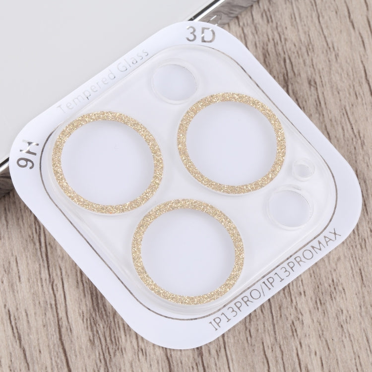 Frendorf | Für iPhone 13 Pro / 13 Pro Max Glitter Ring Gehärtetes Glas Kameraobjektiv Film (Gold)