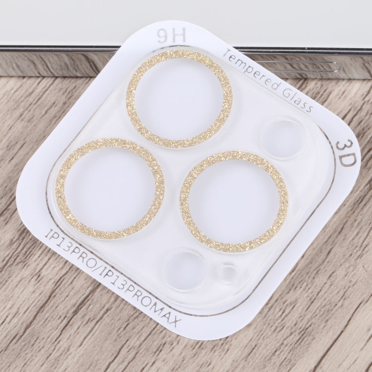 Frendorf | Für iPhone 13 Pro / 13 Pro Max Glitter Ring Gehärtetes Glas Kameraobjektiv Film (Gold)
