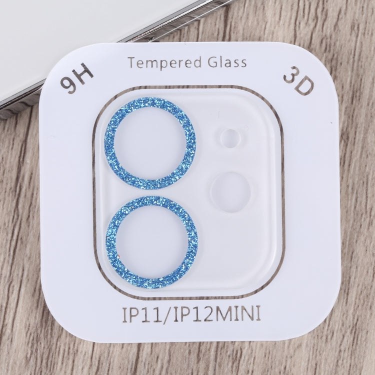 Frendorf | Für iPhone 12 mini / 11 Glitzer Ring Gehärtetes Glas Kameralinsenfolie (Blau)