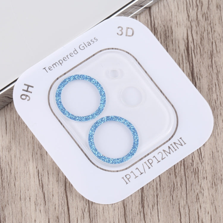 Frendorf | Für iPhone 12 mini / 11 Glitzer Ring Gehärtetes Glas Kameralinsenfolie (Blau)
