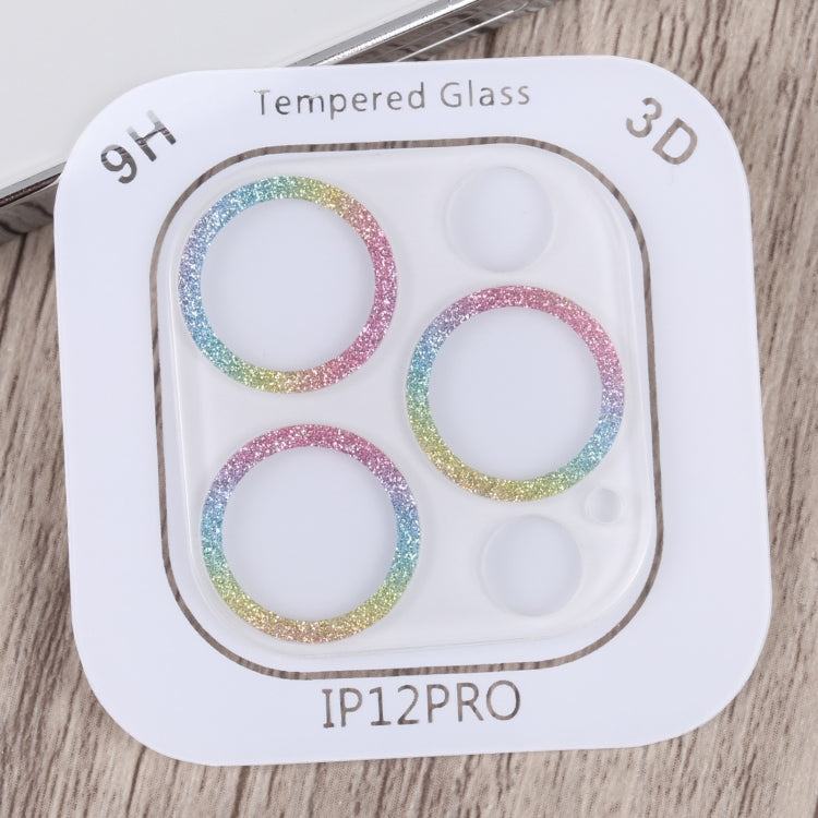 Frendorf | Für iPhone 12 Pro Glitter Ring Gehärtetes Glas Kameralinse Film (Farbenfroh)