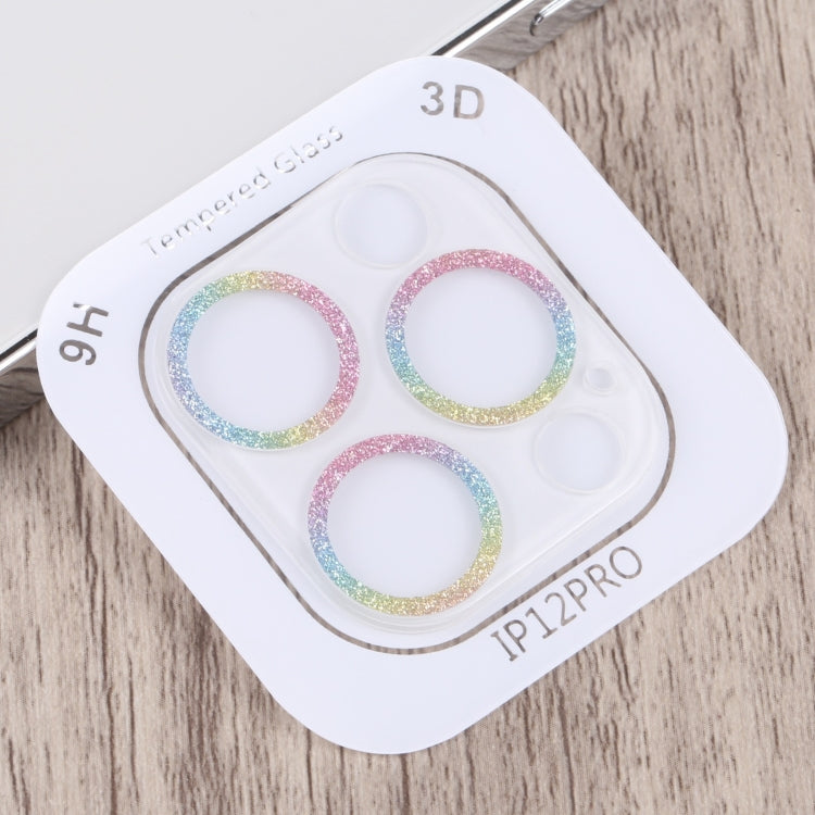Frendorf | Für iPhone 12 Pro Glitter Ring Gehärtetes Glas Kameralinse Film (Farbenfroh)