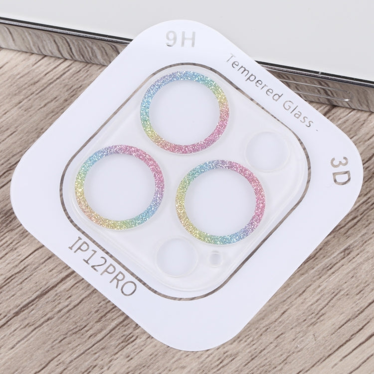 Frendorf | Für iPhone 12 Pro Glitter Ring Gehärtetes Glas Kameralinse Film (Farbenfroh)