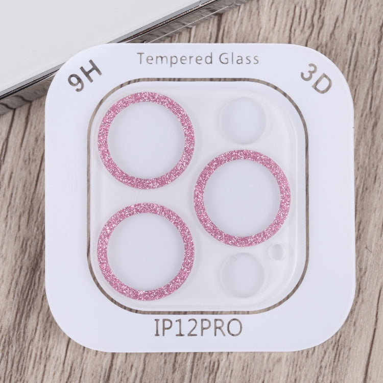 Frendorf | Für iPhone 12 Pro Glitzer Ring Gehärtetes Glas Kamera Linse Film (Pink)