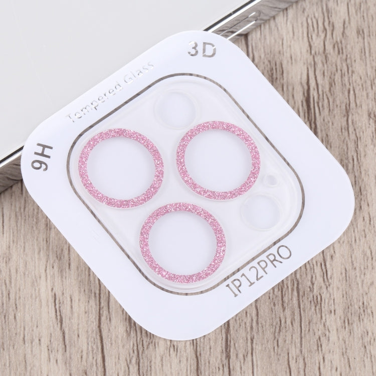 Frendorf | Für iPhone 12 Pro Glitzer Ring Gehärtetes Glas Kamera Linse Film (Pink)
