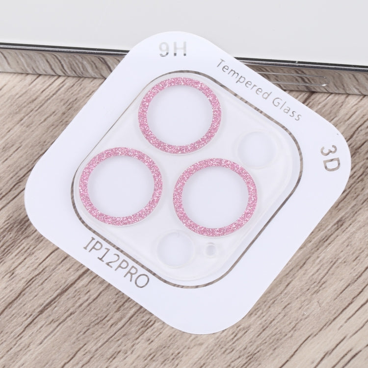 Frendorf | Für iPhone 12 Pro Glitzer Ring Gehärtetes Glas Kamera Linse Film (Pink)