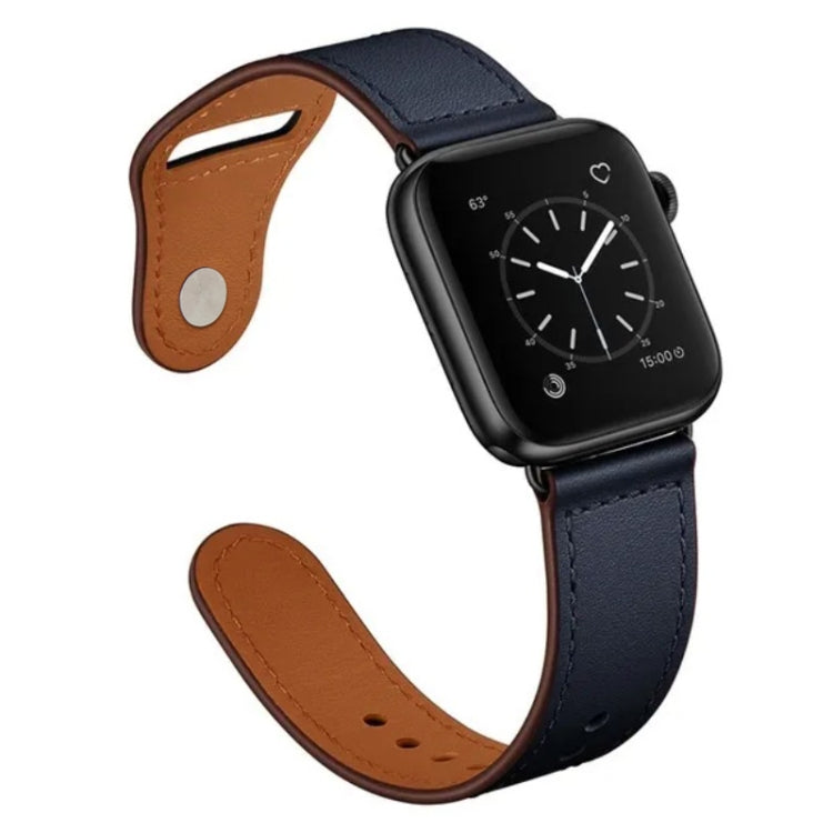 Frerndorf | Nagel Silber Schnalle Leder Uhrband für Apple Watch Series 9&8&7 41mm / SE 3&SE 2&6&SE&5&4 40mm / 3&2&1 38mm (Dunkelblau)