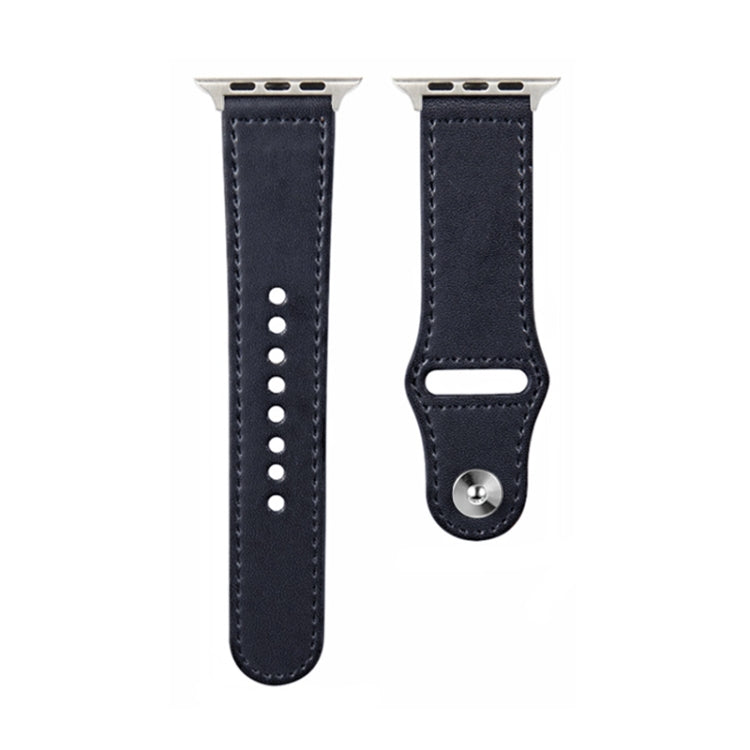 Frerndorf | Nagel Silber Schnalle Leder Uhrband für Apple Watch Series 9&8&7 41mm / SE 3&SE 2&6&SE&5&4 40mm / 3&2&1 38mm (Dunkelblau)