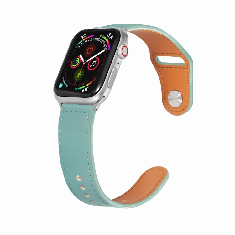 Frerndorf | Nail Silber Schnalle Leder Uhrband Für Apple Watch Ultra 49mm&Watch Ultra 2 49mm / Series 9&8&7 45mm / SE 3&SE 2&6&SE&5&4 44mm / 3&2&1 42mm (Grün)