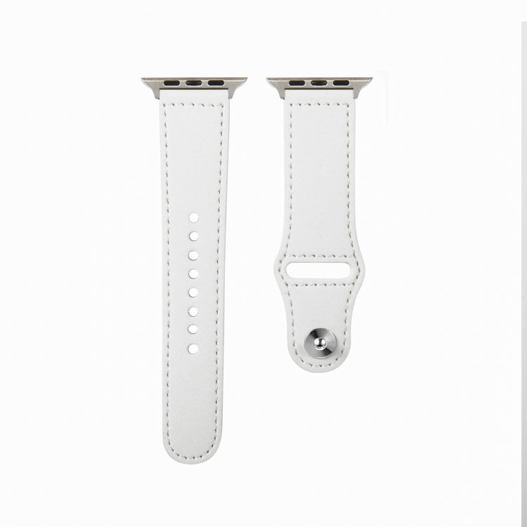 Frerndorf | Nagel Silber Schnalle Leder Armband für Apple Watch Ultra 49mm & Watch Ultra 2 49mm / Series 9 & 8 & 7 45mm / SE 3 & SE 2 & 6 & SE & 5 & 4 44mm / 3 & 2 & 1 42mm (Weiß)