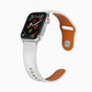 Frerndorf | Nagel Silber Schnalle Leder Armband für Apple Watch Ultra 49mm & Watch Ultra 2 49mm / Series 9 & 8 & 7 45mm / SE 3 & SE 2 & 6 & SE & 5 & 4 44mm / 3 & 2 & 1 42mm (Weiß)
