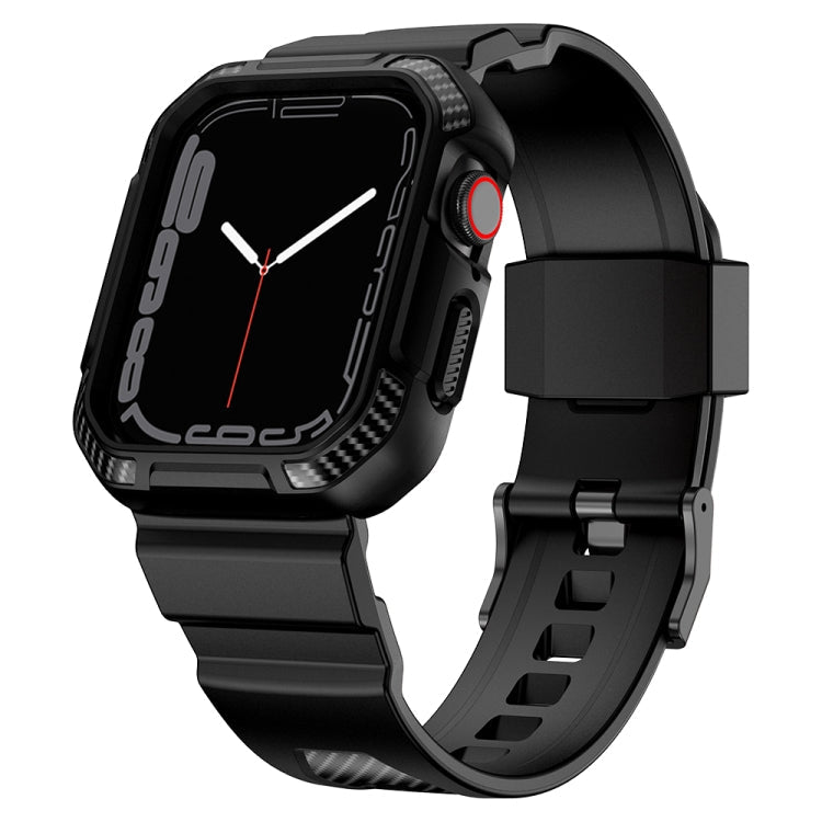 Frerndorf | Integriertes Carbonfaser-Muster Silikon-Uhrenarmband für Apple Watch Series 9&8&7 41mm / SE 3&SE 2&6&SE&5&4 40mm / 3&2&1 38mm (Schwarz)