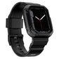 Frerndorf | Integriertes Carbonfaser-Muster Silikon-Uhrenarmband für Apple Watch Series 9&8&7 41mm / SE 3&SE 2&6&SE&5&4 40mm / 3&2&1 38mm (Schwarz)