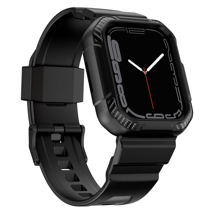 Frerndorf | Integriertes Carbonfaser-Muster Silikon-Uhrenarmband für Apple Watch Series 9&8&7 41mm / SE 3&SE 2&6&SE&5&4 40mm / 3&2&1 38mm (Schwarz)