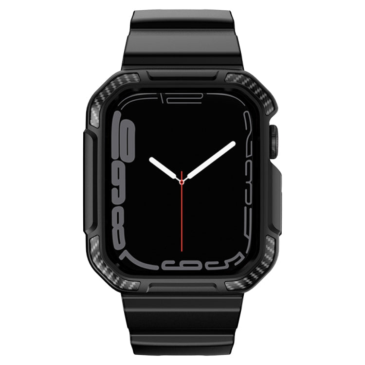 Frerndorf | Integriertes Carbonfaser-Muster Silikon-Uhrenarmband für Apple Watch Series 9&8&7 41mm / SE 3&SE 2&6&SE&5&4 40mm / 3&2&1 38mm (Schwarz)