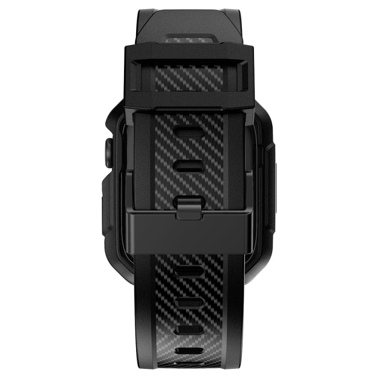 Frerndorf | Integriertes Carbonfaser-Muster Silikon-Uhrenarmband für Apple Watch Series 9&8&7 41mm / SE 3&SE 2&6&SE&5&4 40mm / 3&2&1 38mm (Schwarz)