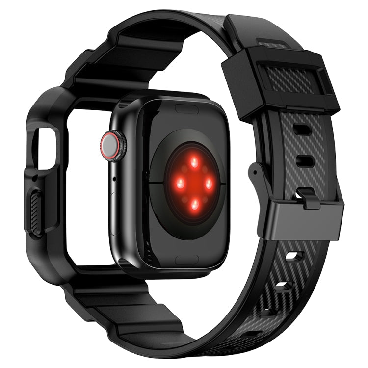 Frerndorf | Integriertes Carbonfaser-Muster Silikon-Uhrenarmband für Apple Watch Series 9&8&7 41mm / SE 3&SE 2&6&SE&5&4 40mm / 3&2&1 38mm (Schwarz)