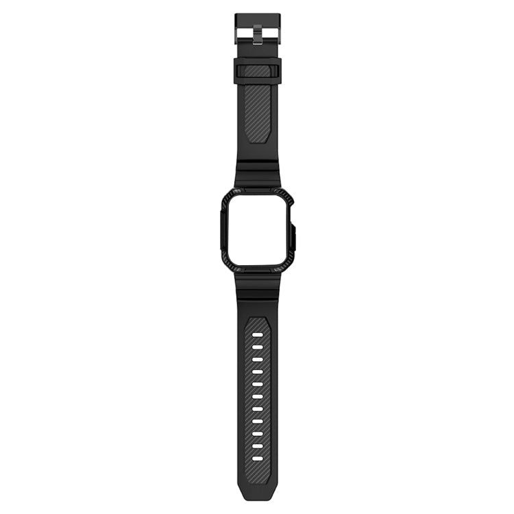 Frerndorf | Integriertes Carbonfaser-Muster Silikon-Uhrenarmband für Apple Watch Series 9&8&7 41mm / SE 3&SE 2&6&SE&5&4 40mm / 3&2&1 38mm (Schwarz)