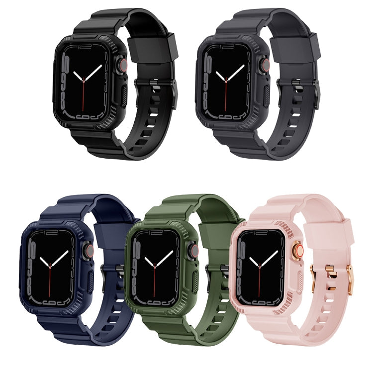 Frerndorf | Integriertes Carbonfaser-Muster Silikon-Uhrenarmband für Apple Watch Series 9&8&7 41mm / SE 3&SE 2&6&SE&5&4 40mm / 3&2&1 38mm (Schwarz)