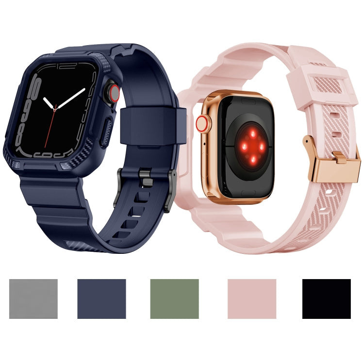 Frerndorf | Integriertes Carbonfaser-Muster Silikon-Uhrenarmband für Apple Watch Series 9&8&7 41mm / SE 3&SE 2&6&SE&5&4 40mm / 3&2&1 38mm (Schwarz)