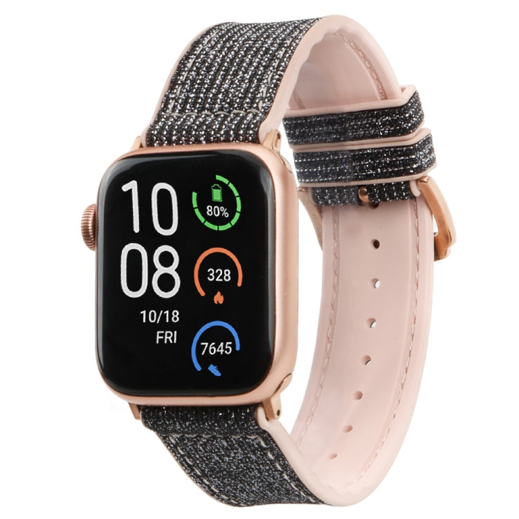 Frerndorf | Glitzer Sternenhimmel Uhrenarmband für Apple Watch Series 9&8&7 41mm / SE 3&SE 2&6&SE&5&4 40mm / 3&2&1 38mm (Schwarz)