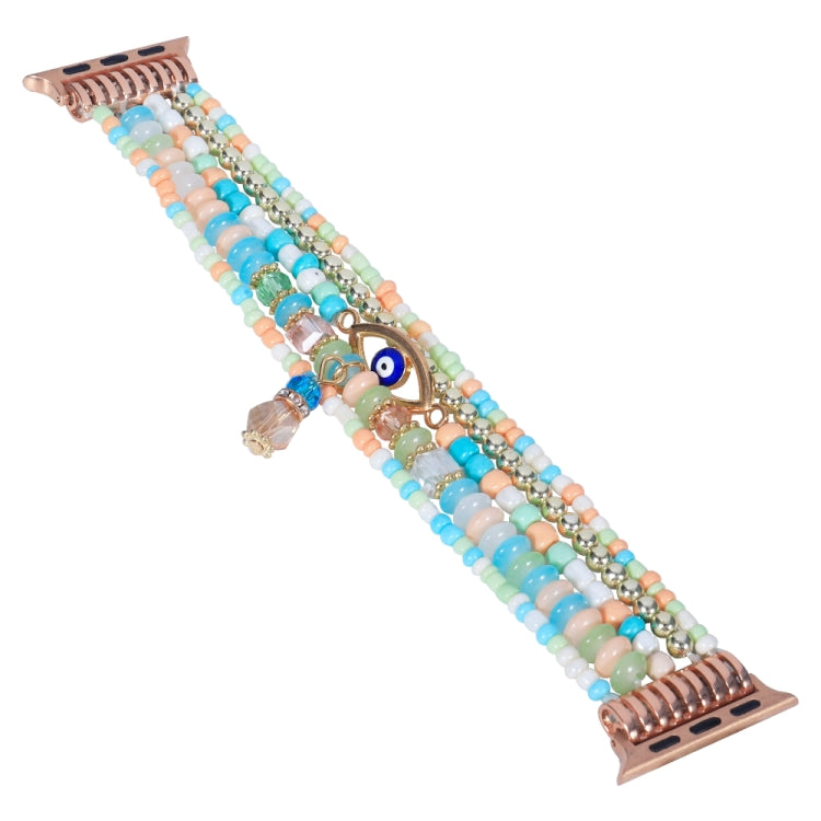 Frendorf | Augenperlenkette-Uhrenarmband für Apple Watch Series 9&8&7 41mm / SE 3&SE 2&6&SE&5&4 40mm / 3&2&1 38mm (farbig)