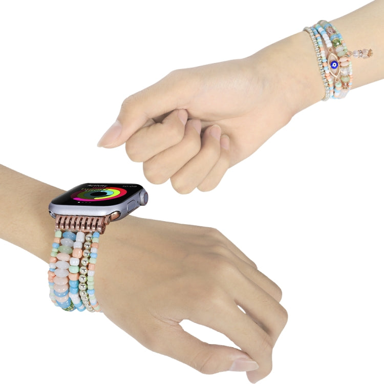 Frendorf | Augenperlenkette-Uhrenarmband für Apple Watch Series 9&8&7 41mm / SE 3&SE 2&6&SE&5&4 40mm / 3&2&1 38mm (farbig)