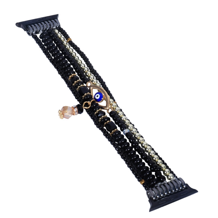 Frendorf | Augenperlen-Ketten-Armband für Apple Watch Series 9&8&7 41mm / SE 3&SE 2&6&SE&5&4 40mm / 3&2&1 38mm (Schwarz)