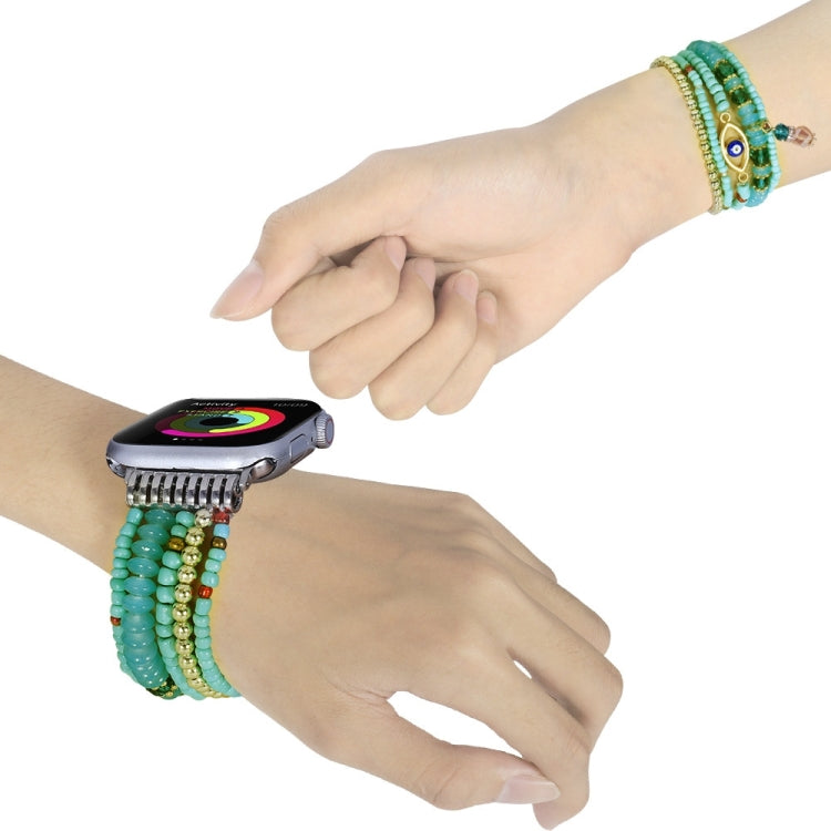 Frendorf | Augenperlenkette Uhrband für Apple Watch Series 9&8&7 41mm / SE 3&SE 2&6&SE&5&4 40mm / 3&2&1 38mm (Blau)