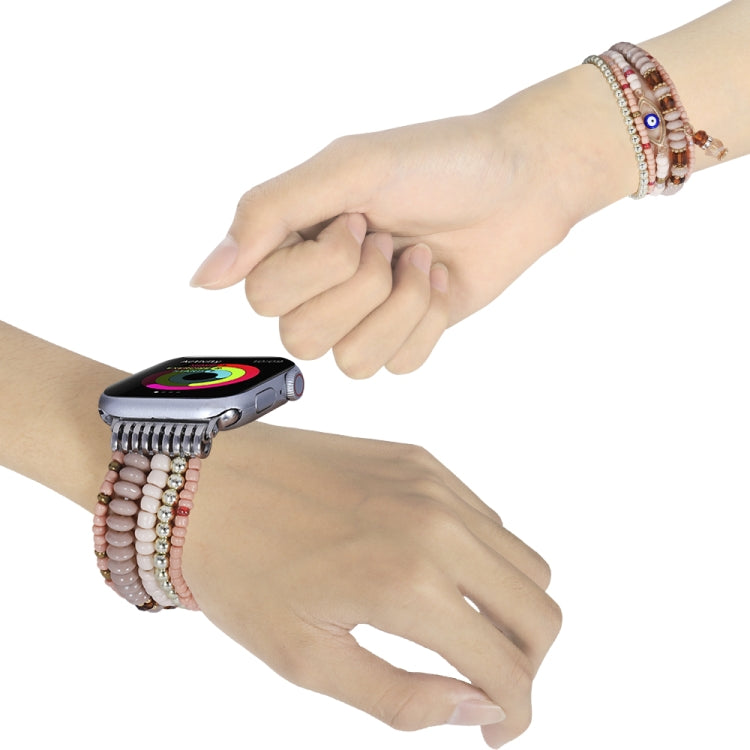 Frendorf | Augenperlenkette Uhrband für Apple Watch Series 9&8&7 41mm / SE 3&SE 2&6&SE&5&4 40mm / 3&2&1 38mm (Rosa)