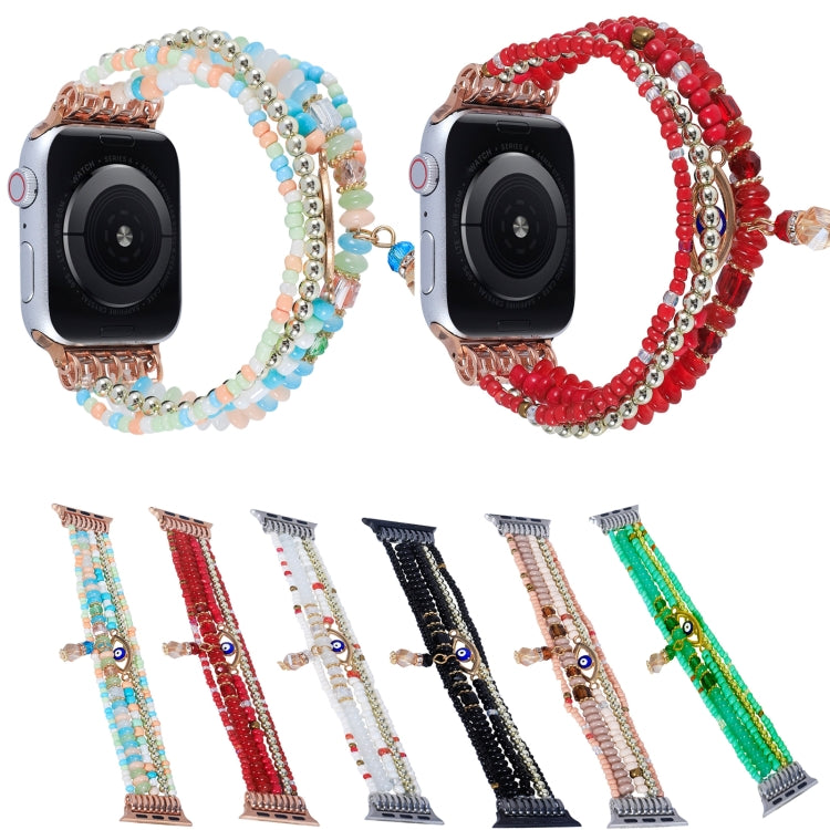 Frendorf | Augenperlen-Ketten-Armband für Apple Watch Series 9&8&7 41mm / SE 3&SE 2&6&SE&5&4 40mm / 3&2&1 38mm (Schwarz)