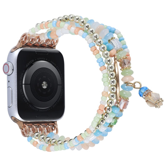 Frendorf | Augenperlen-Ketten-Uhrenarmband für Apple Watch Ultra 49mm & Watch Ultra 2 49mm / Serie 9 & 8 & 7 45mm / SE 3 & SE 2 & 6 & SE & 5 & 4 44mm / 3 & 2 & 1 42mm (Bunt)