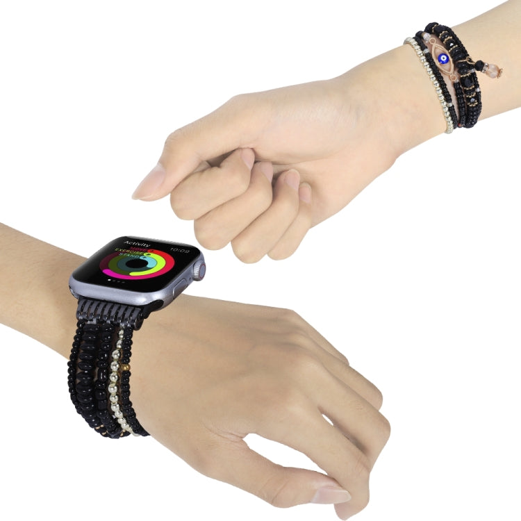 Frendorf | Auge Perlen Kette Uhr Band Für Apple Watch Ultra 49mm&Watch Ultra 2 49mm / Series 9&8&7 45mm / SE 3&SE 2&6&SE&5&4 44mm / 3&2&1 42mm (Schwarz)