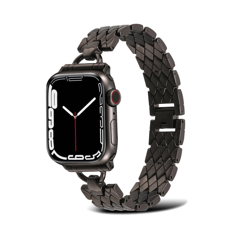 Frendorf | D-förmiges Rauten-Metall-Uhrenarmband für Apple Watch Series 9&8&7 41mm / SE 3&SE 2&6&SE&5&4 40mm / 3&2&1 38mm (Schwarz)
