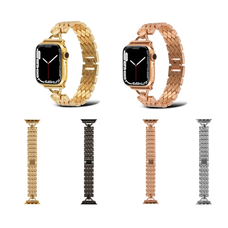 Frendorf | D-förmiges Rauten-Metall-Uhrenarmband für Apple Watch Series 9&8&7 41mm / SE 3&SE 2&6&SE&5&4 40mm / 3&2&1 38mm (Schwarz)